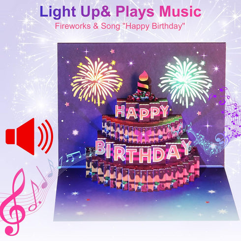 3D Pop Up Birthday Gift Card with Light and Music